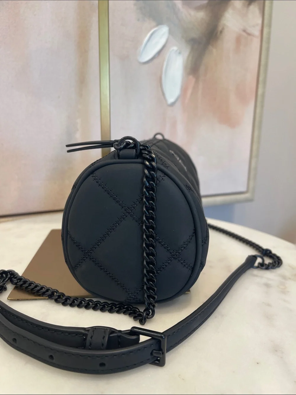 Tory Burch Black Willa Vegan Leather Barrel Crossbody
